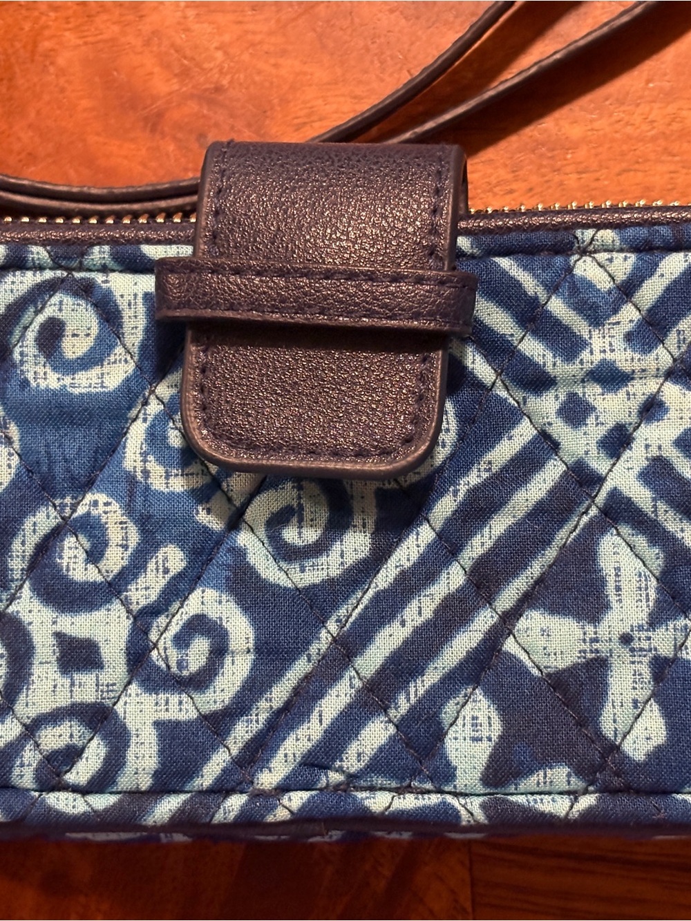 Vera Bradley Accordion Zip Around RFID Wristlet Wallet Blue Teal Cuban Tiles